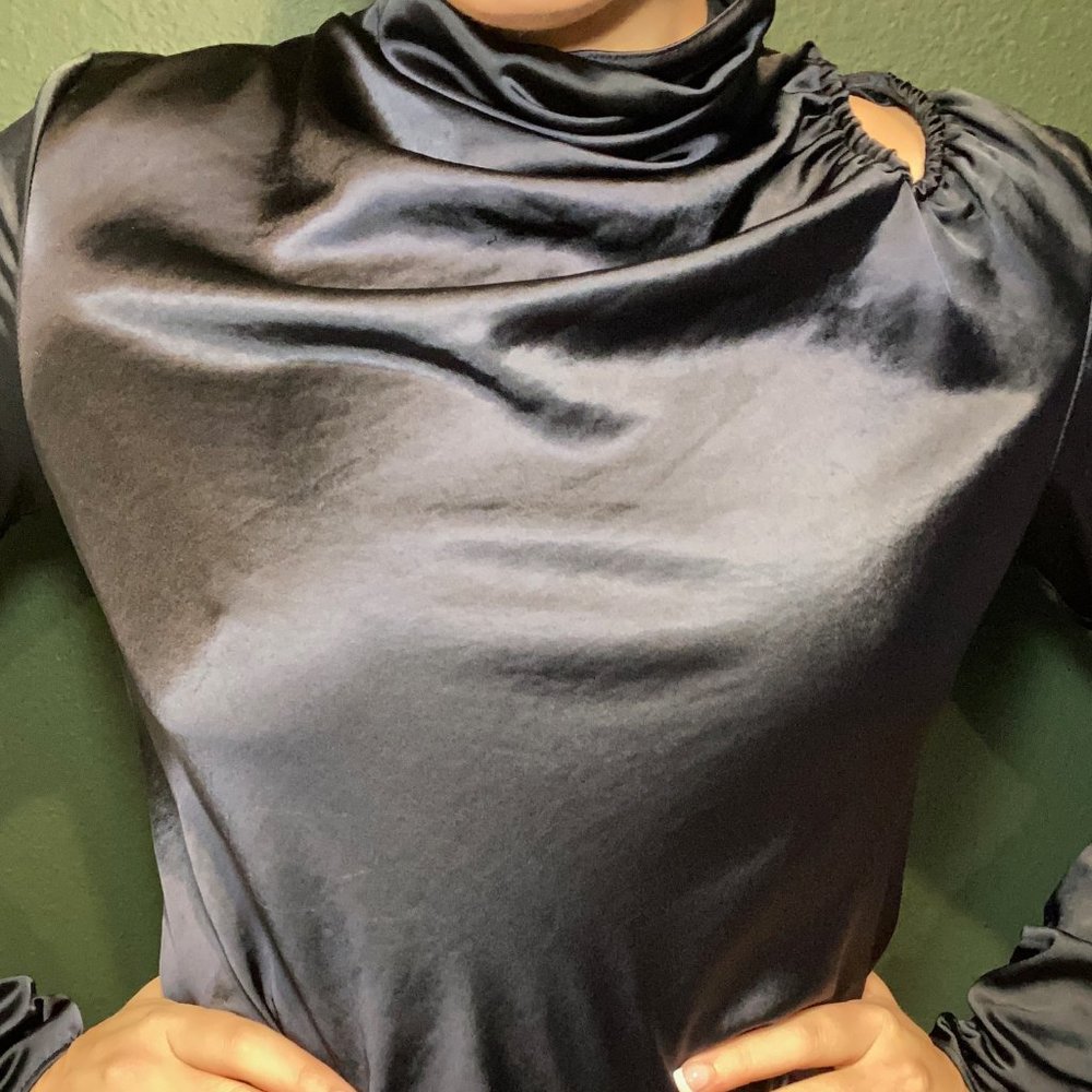 Satin Navy Blue Zara Blouse